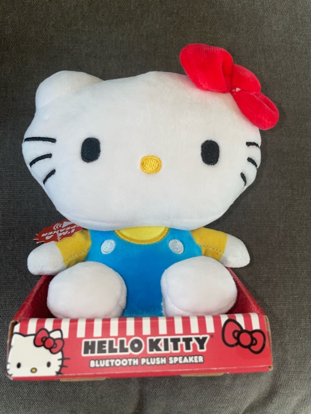 Hello Kitty White, Blue & Yellow Plush Bluetooth Speaker with Red Bow - Sanrio
